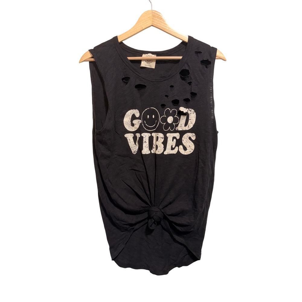 Fantastic Fawn Good Vibes Thrashed Tank Top M Slub Knit Grunge Concert Street
